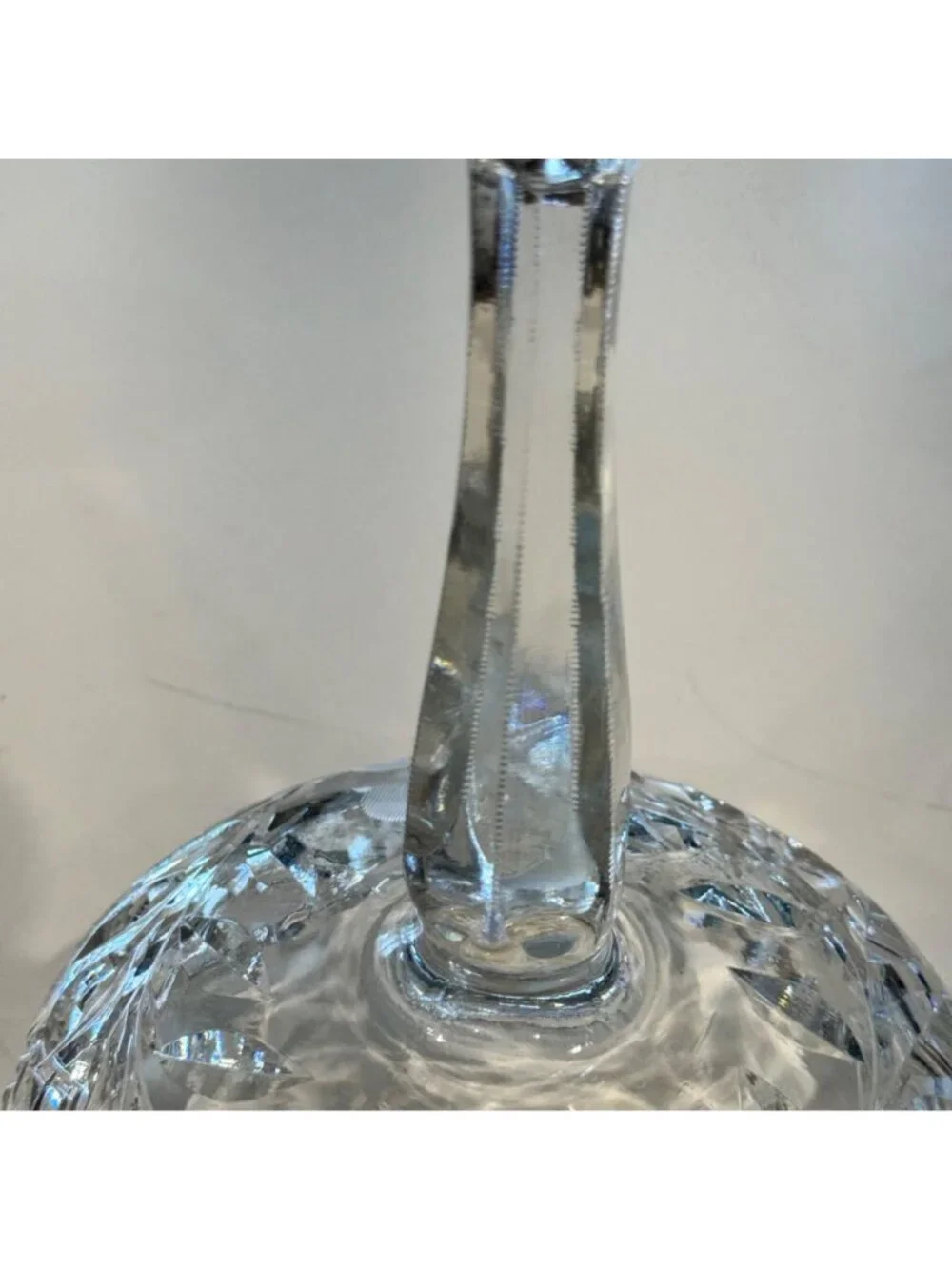 Cut Glass Etched Clear Compote Pedestal Dish Centerpiece 8" Tall Floral Vintage - Picture 12 of 13